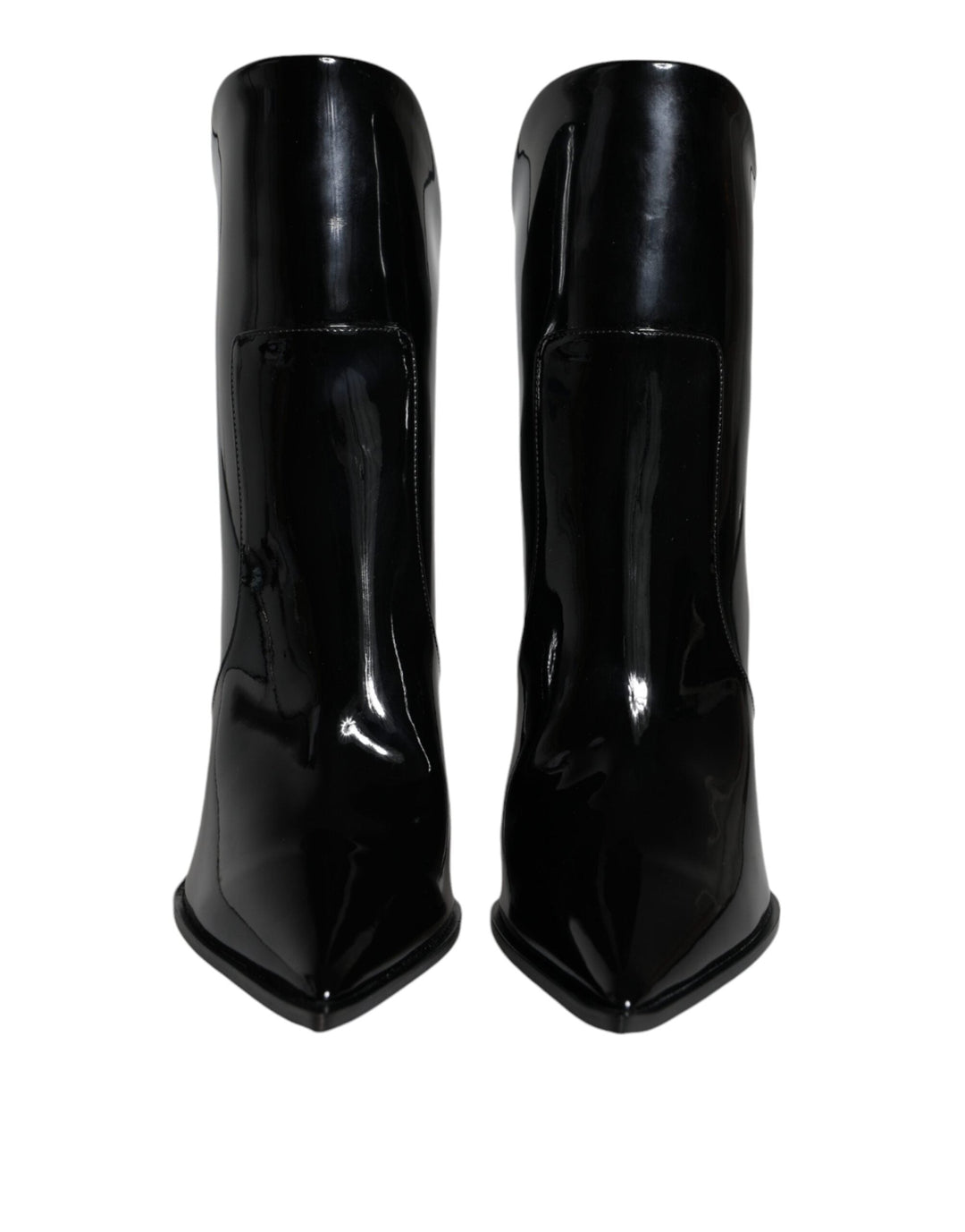 Women’s Dolce &amp; Gabbana Black Patent Leather Pointed Ankle Boots Shoes