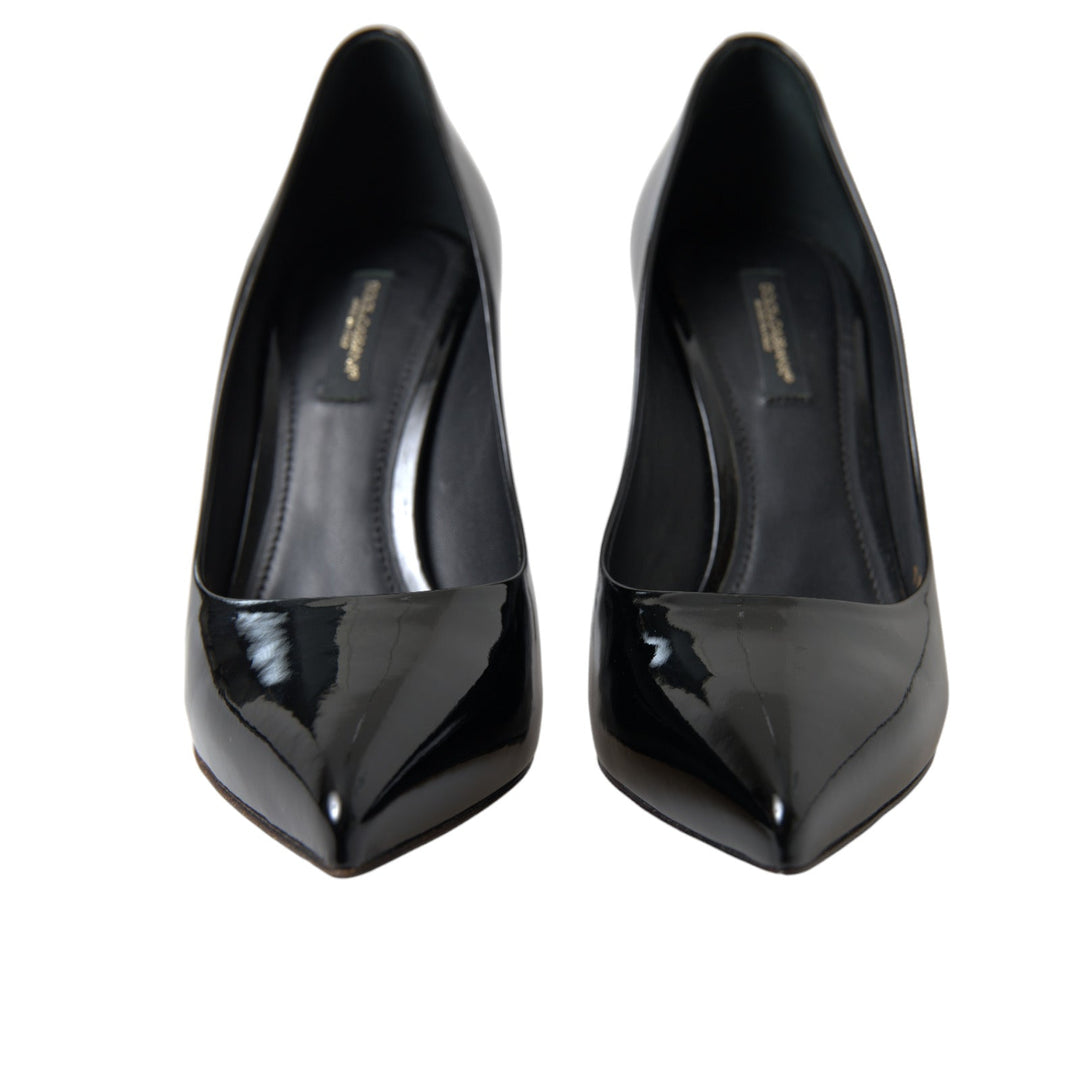 Women’s Dolce &amp; Gabbana Black Patent Leather Pumps Heels Shoes