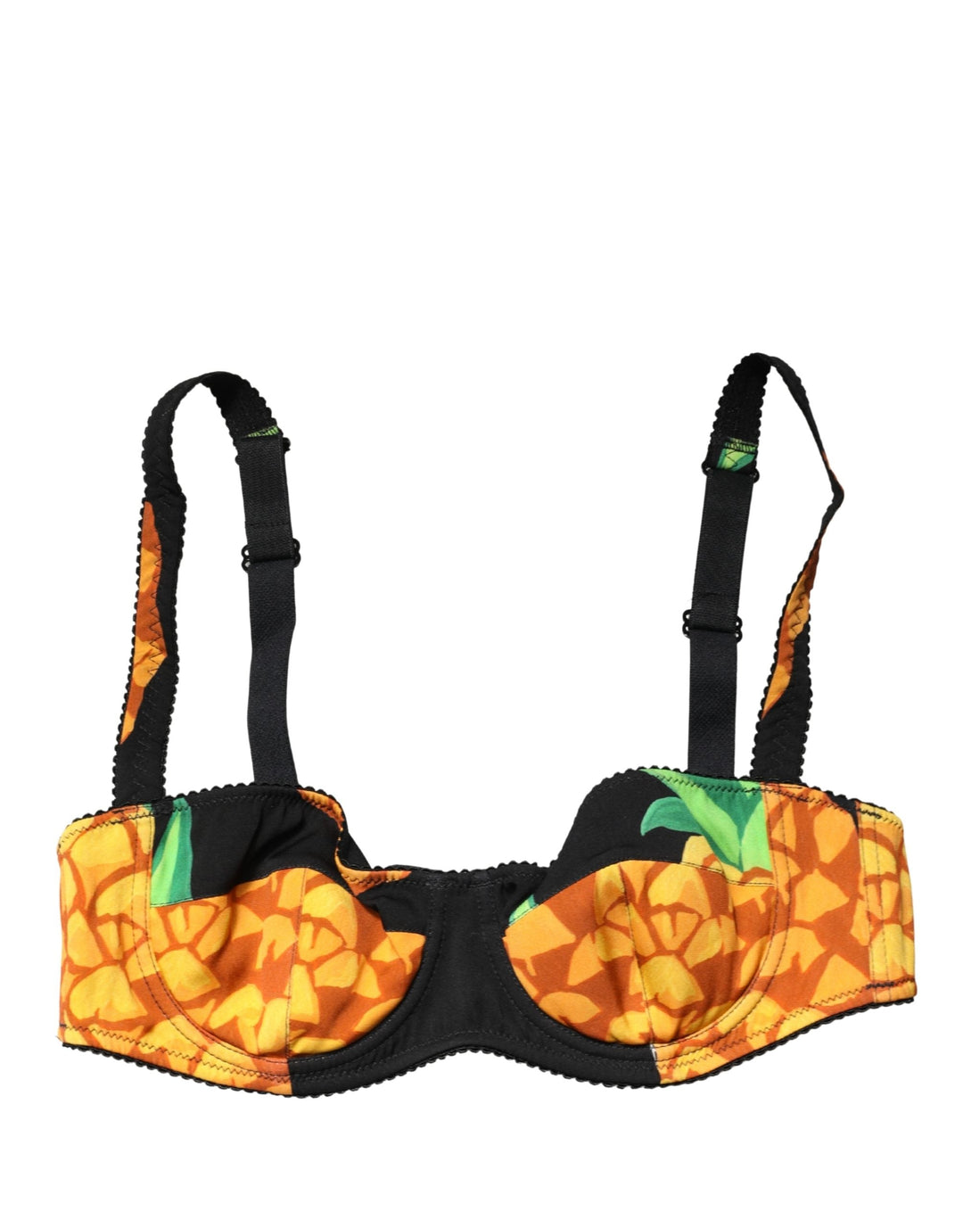 Women’s Dolce &amp; Gabbana Black Pineapple Silk Balconette Bra Underwear