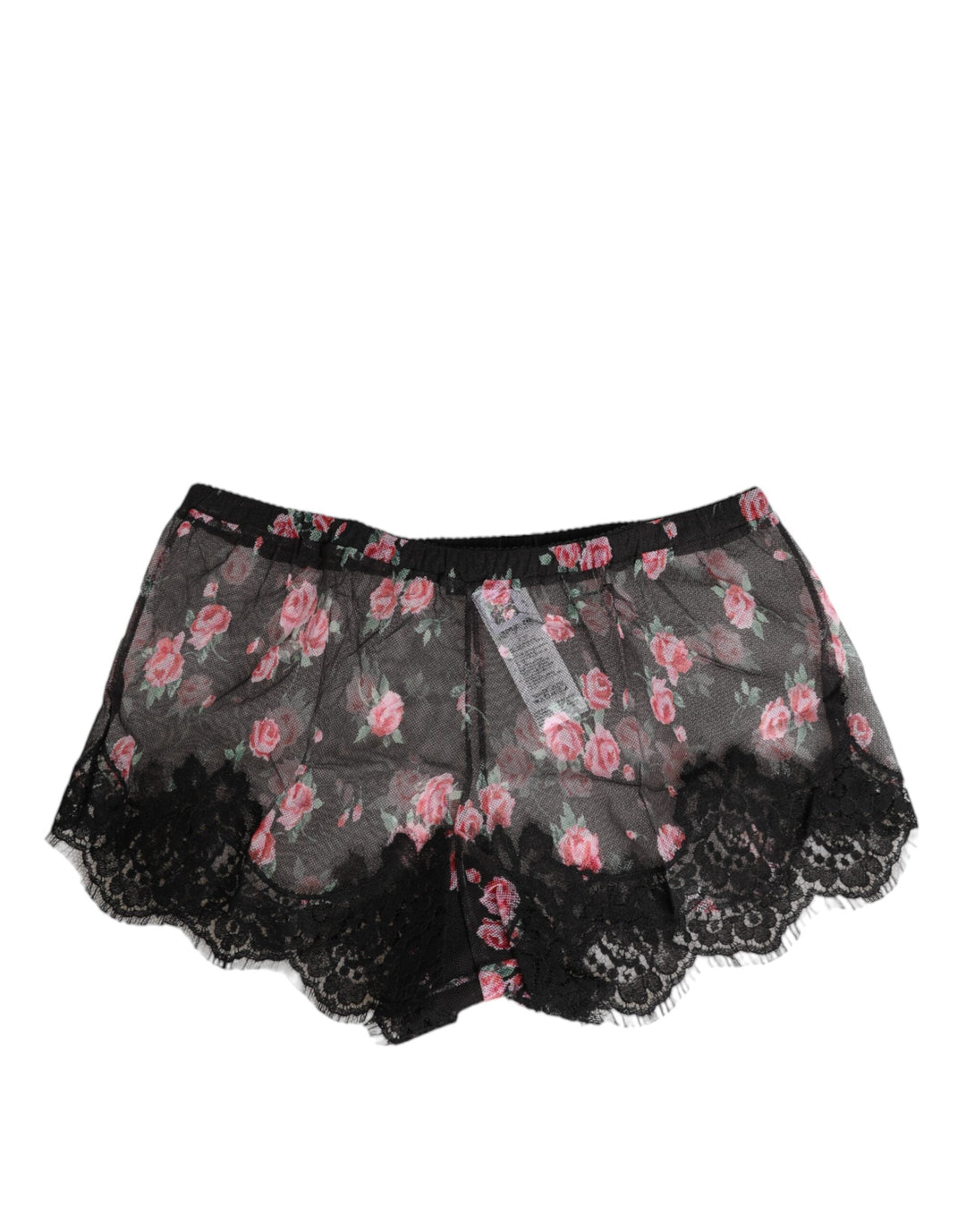 Women’s Dolce &amp; Gabbana Black Pink Floral Lace Mesh Lingeri Underwear
