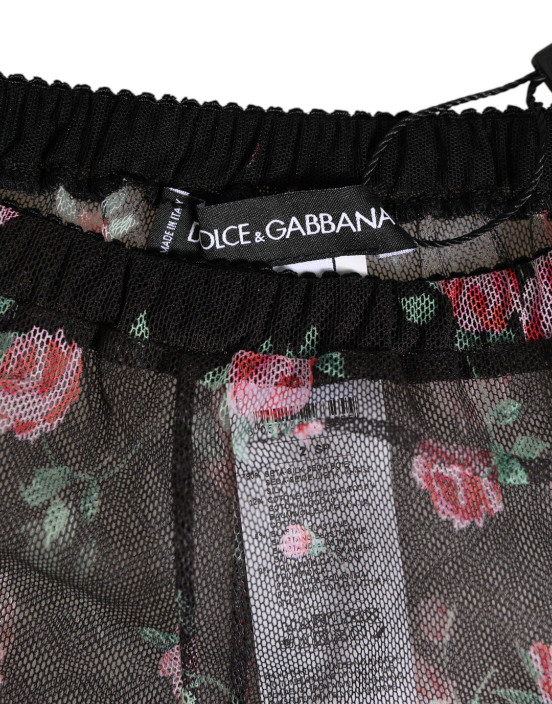 Women’s Dolce &amp; Gabbana Black Pink Floral Lace Mesh Lingeri Underwear