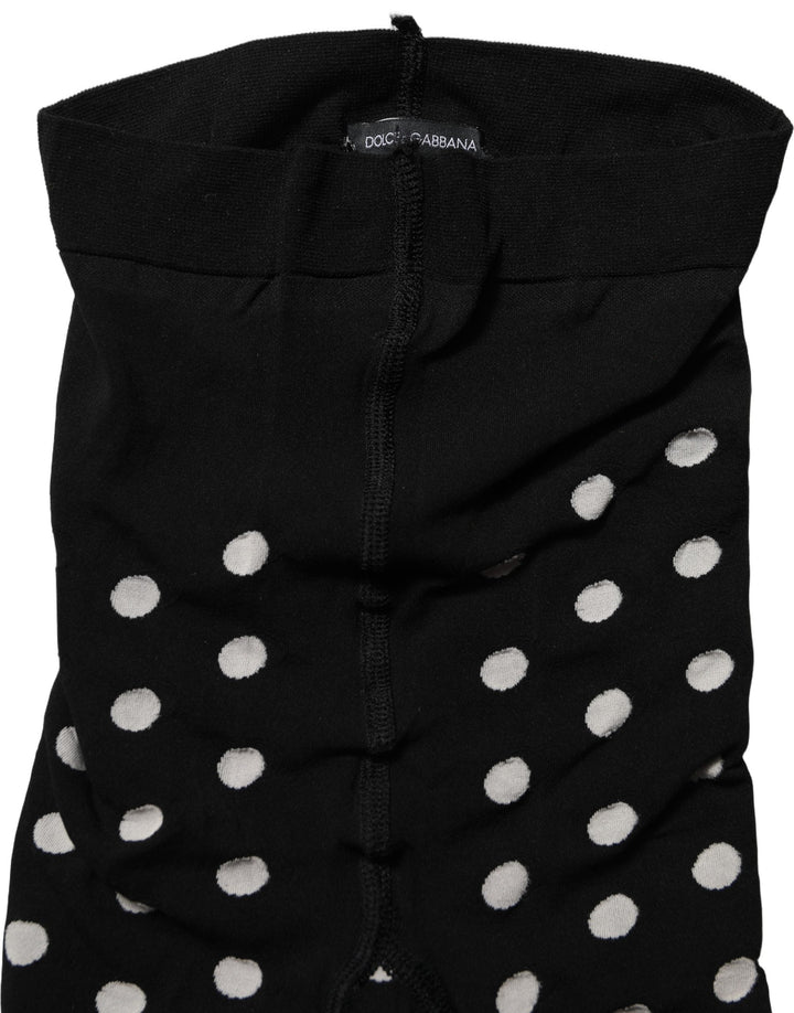 Women’s Dolce &amp; Gabbana Black Polka Dot Fishnet Pantyhose Stockings Socks