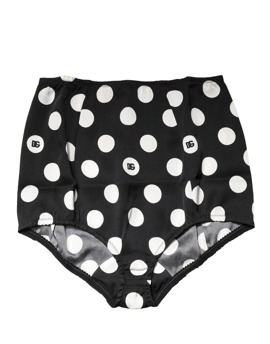 Women’s Dolce &amp; Gabbana Black Polka Dot High Waist Girdle Panty Underwear
