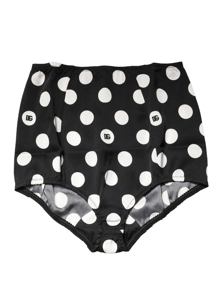 Women’s Dolce &amp; Gabbana Black Polka Dot High Waist Girdle Panty Underwear