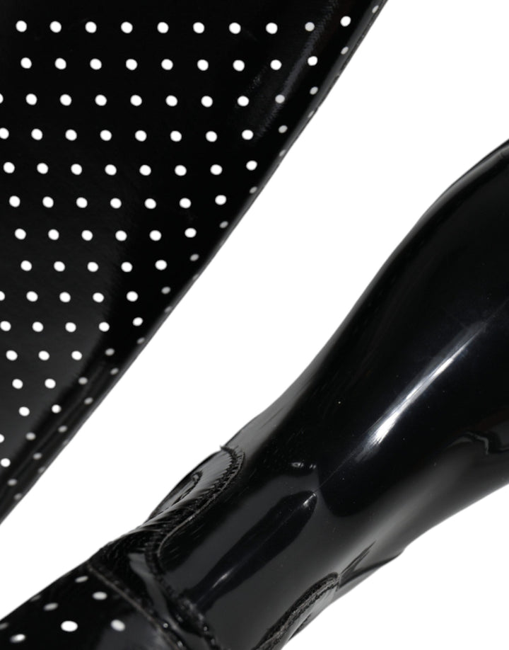 Women’s Dolce &amp; Gabbana Black Polka Dot Rubber Knee High Boots Shoes