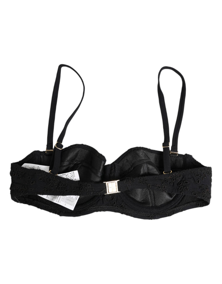 Women’s Dolce &amp; Gabbana Black Polyester Embroidered Underwire Bra Underwear