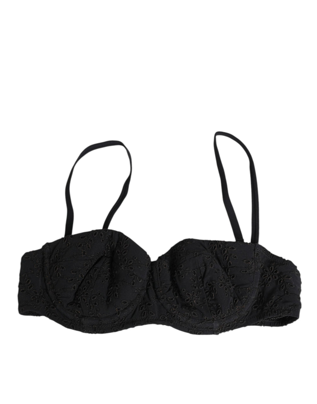 Women’s Dolce &amp; Gabbana Black Polyester Embroidered Underwire Bra Underwear