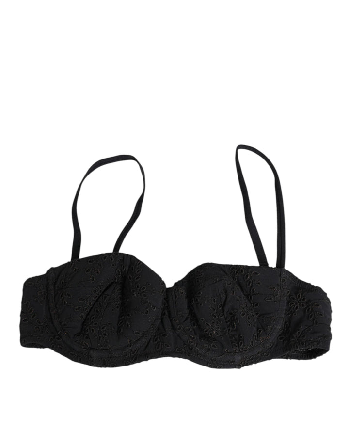 Women’s Dolce &amp; Gabbana Black Polyester Embroidered Underwire Bra Underwear