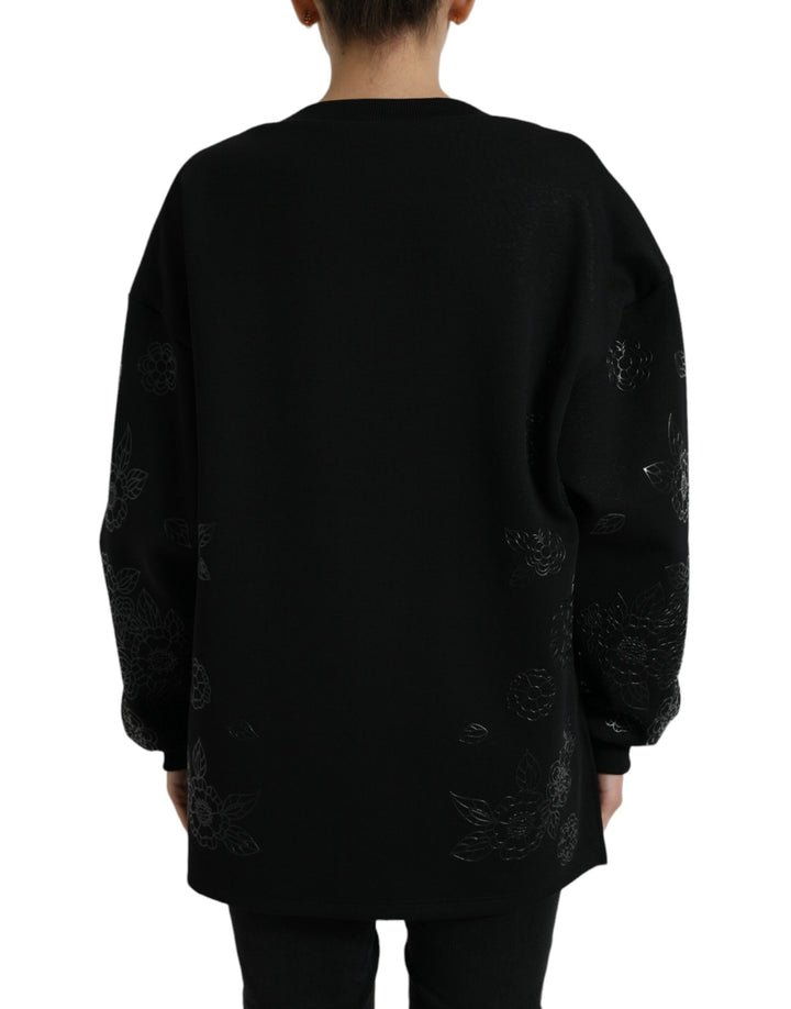 Women’s Dolce &amp; Gabbana Black Pullover Floral Logo Applique Sweater