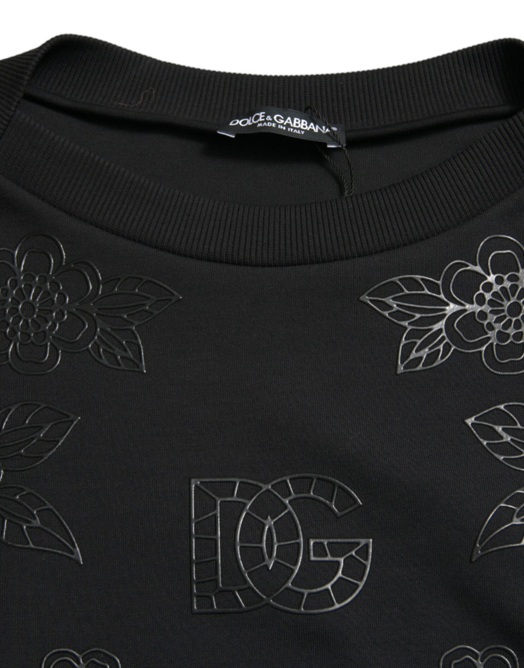 Women’s Dolce &amp; Gabbana Black Pullover Floral Logo Applique Sweater