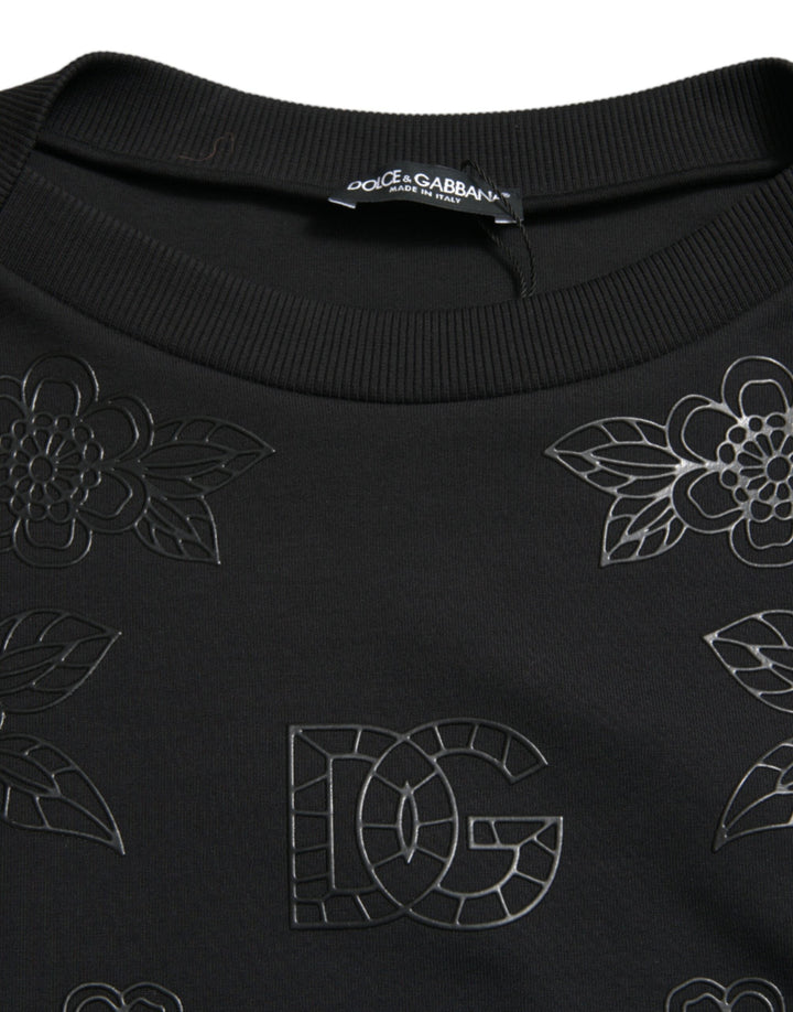 Women’s Dolce &amp; Gabbana Black Pullover Floral Logo Applique Sweater