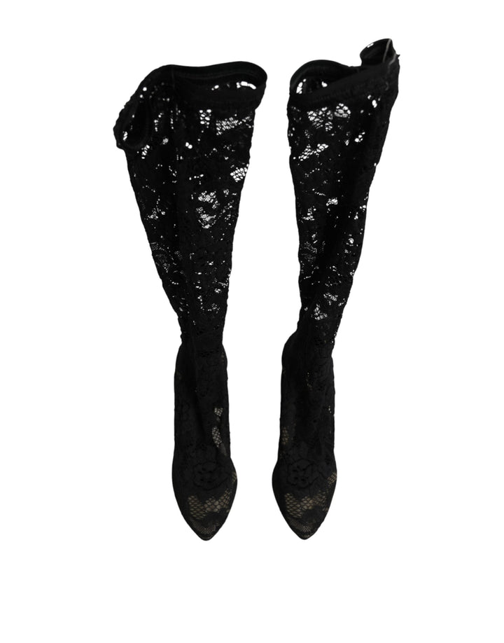 Women’s Dolce &amp; Gabbana Black Pumps Taormina Lace Socks Boots Shoes