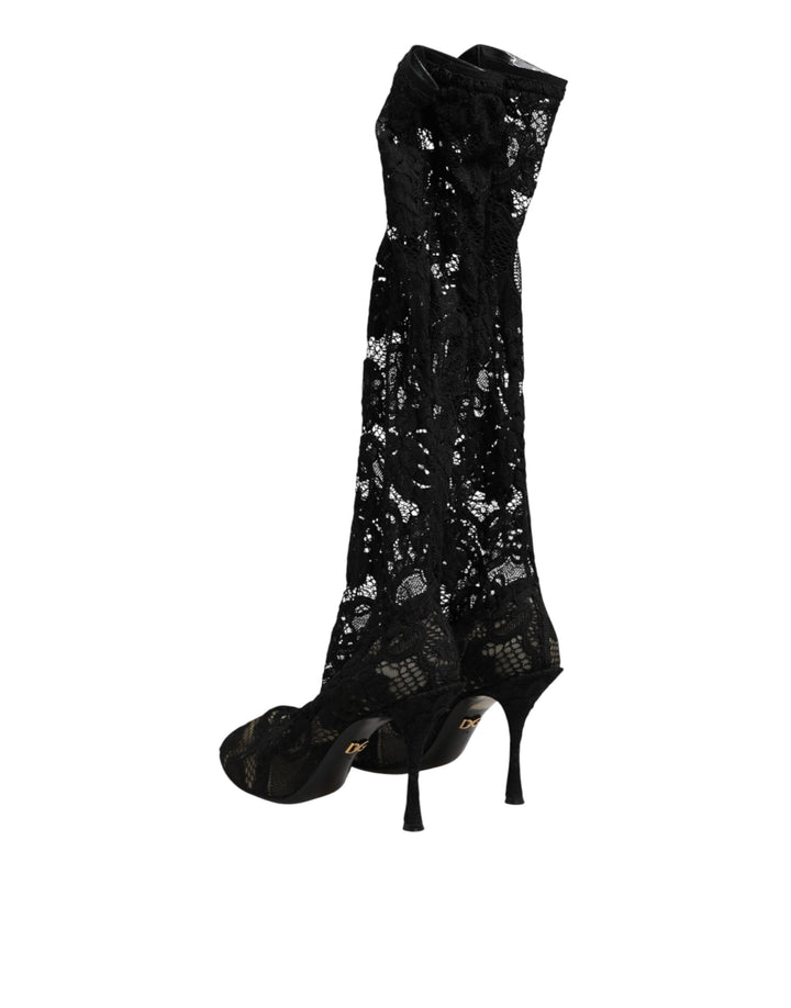 Women’s Dolce &amp; Gabbana Black Pumps Taormina Lace Socks Boots Shoes