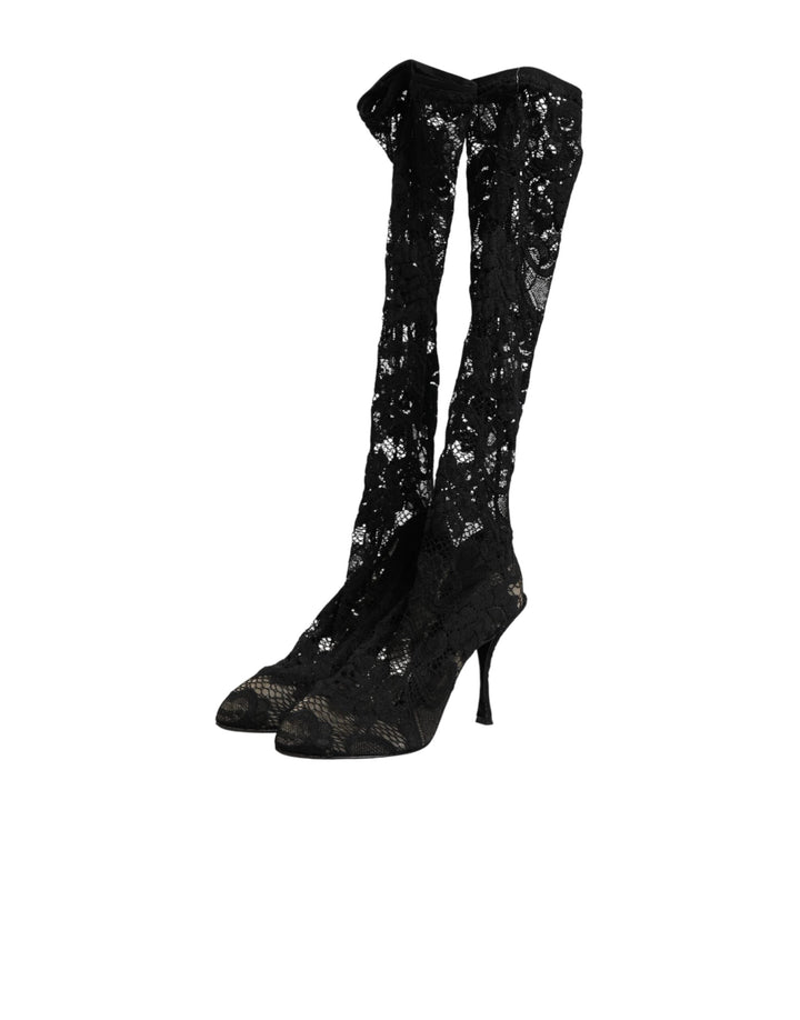 Women’s Dolce &amp; Gabbana Black Pumps Taormina Lace Socks Boots Shoes
