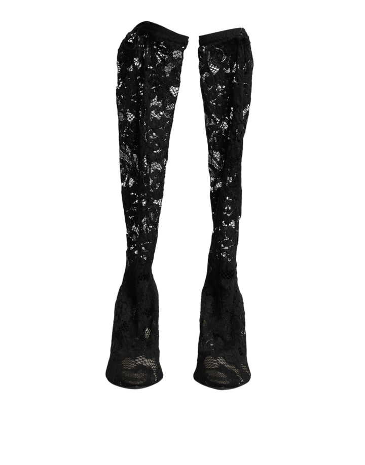 Women’s Dolce &amp; Gabbana Black Pumps Taormina Lace Socks Boots Shoes