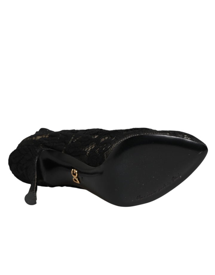 Women’s Dolce &amp; Gabbana Black Pumps Taormina Lace Socks Boots Shoes