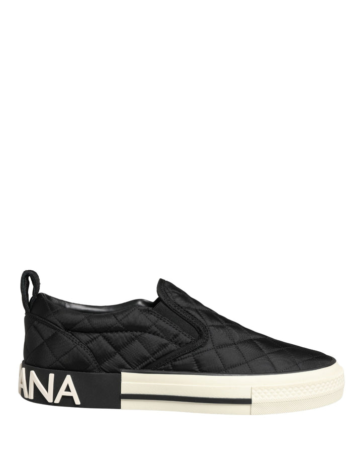 Dolce &amp; Gabbana Black Quilted Slip On Low Top Sneakers Shoes