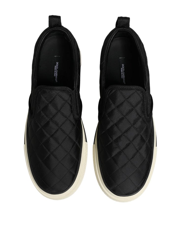 Dolce &amp; Gabbana Black Quilted Slip On Low Top Sneakers Shoes