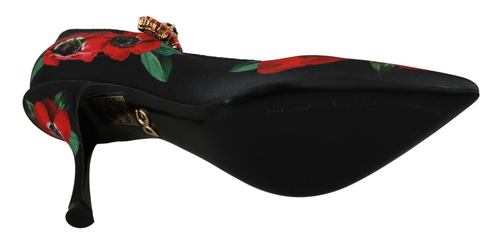 Women’s Dolce & Gabbana Black Red Floral Mary Janes Pumps Shoes