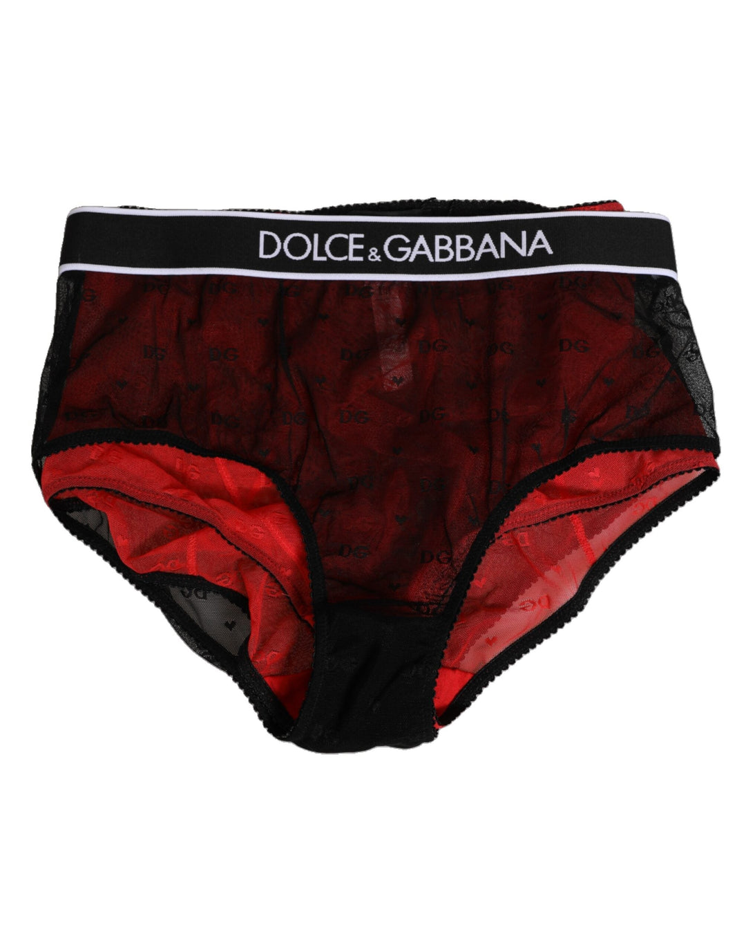 Women’s Dolce &amp; Gabbana Black Red Nylon High Waist Girdle Underwear