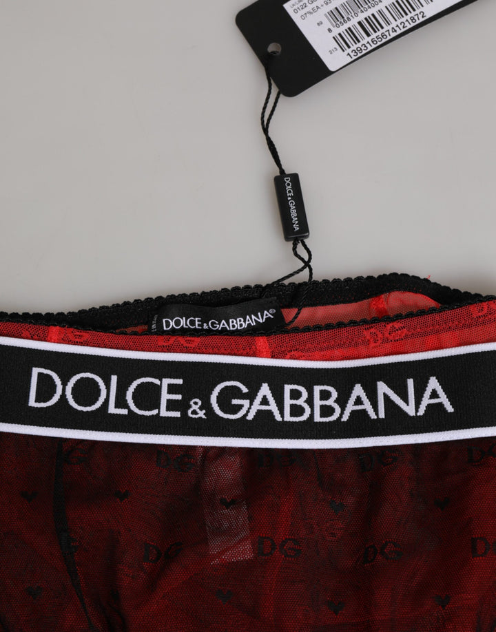 Women’s Dolce &amp; Gabbana Black Red Nylon High Waist Girdle Underwear