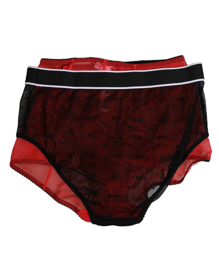 Women’s Dolce &amp; Gabbana Black Red Nylon High Waist Girdle Underwear
