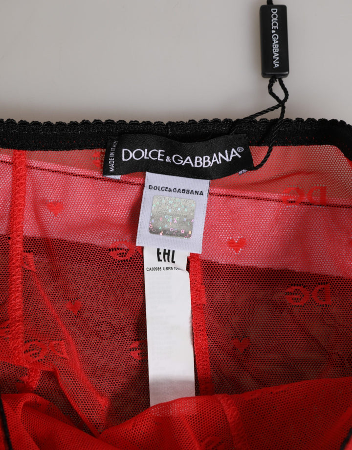 Women’s Dolce &amp; Gabbana Black Red Nylon High Waist Girdle Underwear