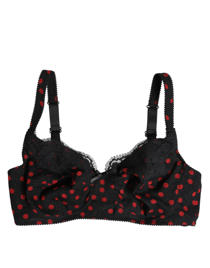 Women’s Dolce &amp; Gabbana Black Red Polka Dot Underwired Balconette Underwear