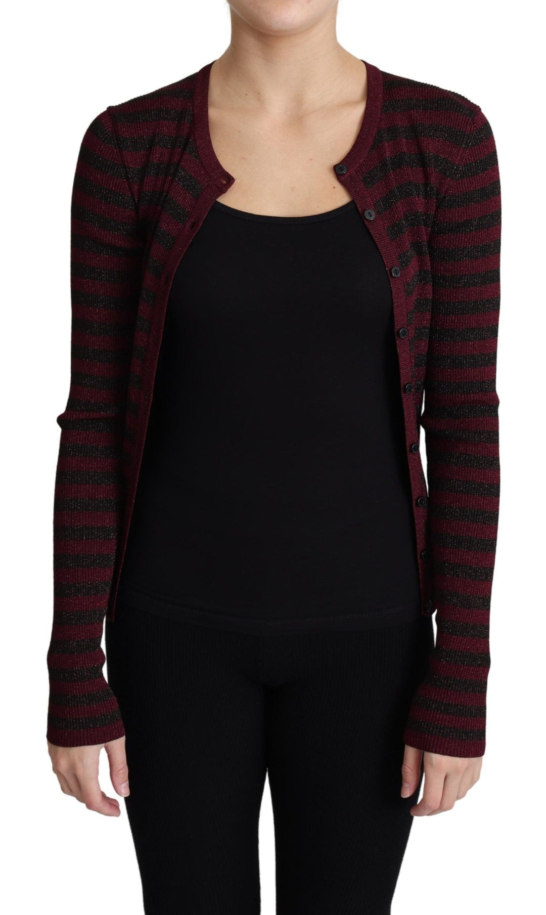 Women’s Dolce &amp; Gabbana Black Red Striped Viscose Cardigan Sweater