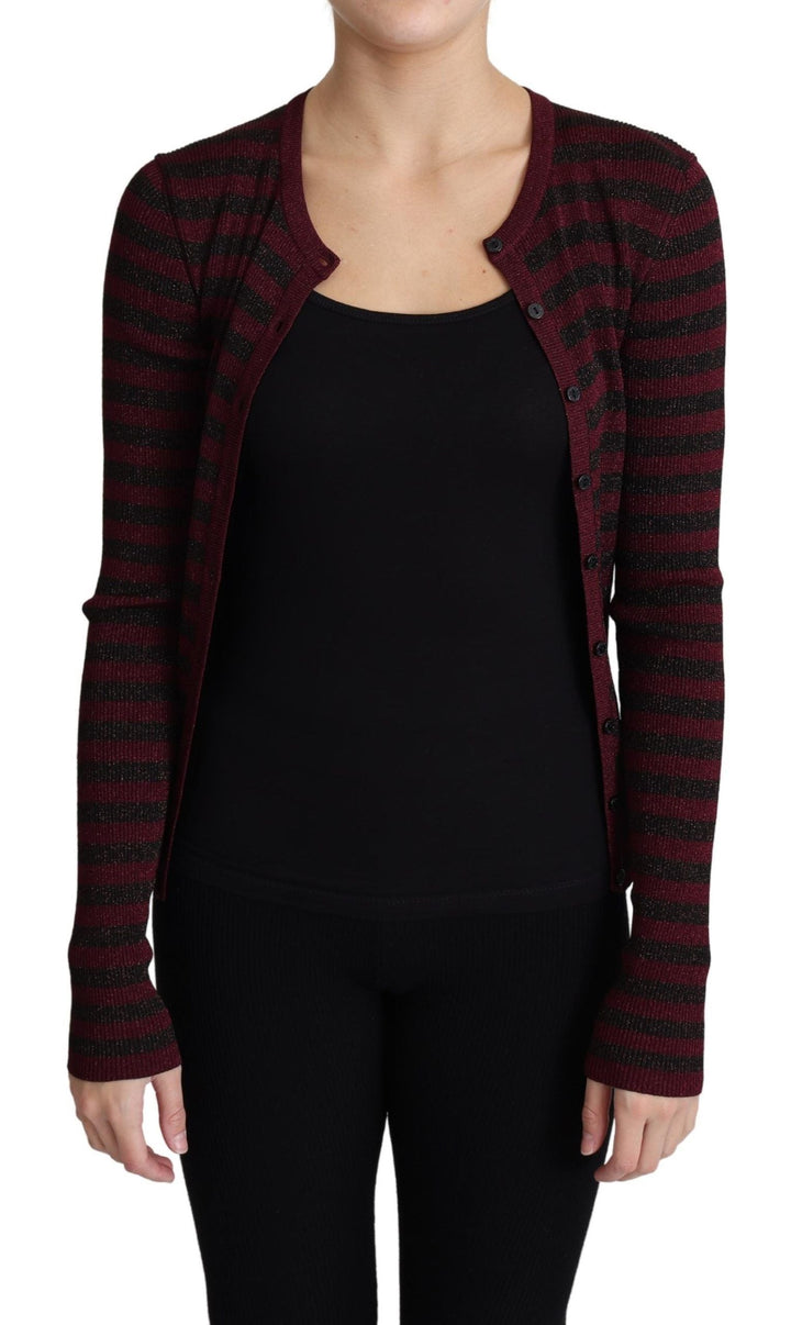 Women’s Dolce &amp; Gabbana Black Red Striped Viscose Cardigan Sweater