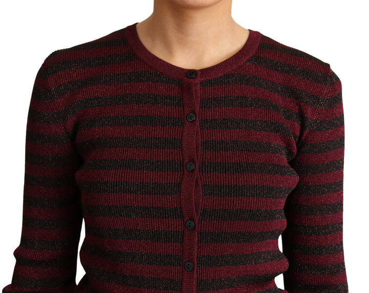 Women’s Dolce &amp; Gabbana Black Red Striped Viscose Cardigan Sweater