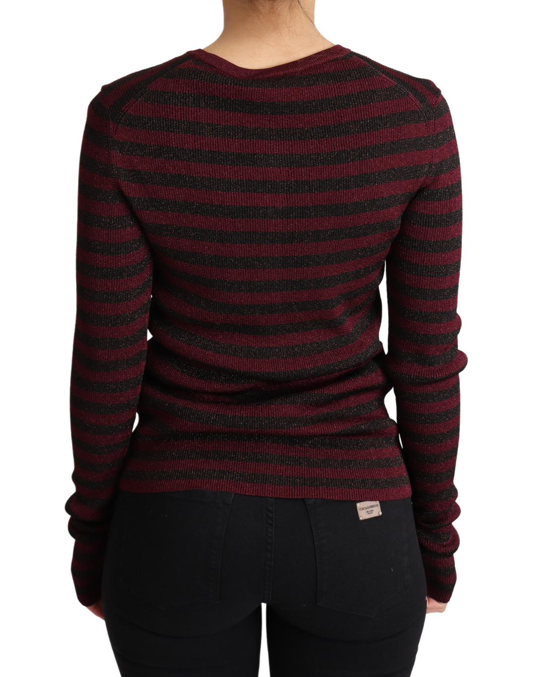 Women’s Dolce &amp; Gabbana Black Red Striped Viscose Cardigan Sweater