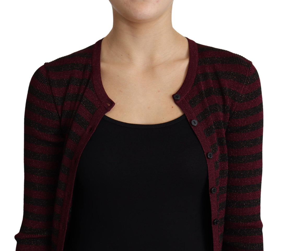 Women’s Dolce &amp; Gabbana Black Red Striped Viscose Cardigan Sweater