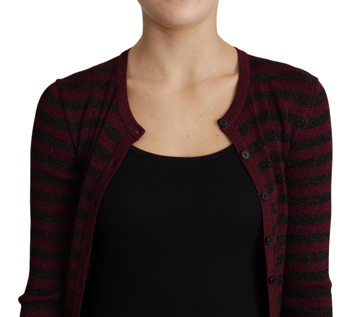 Women’s Dolce &amp; Gabbana Black Red Striped Viscose Cardigan Sweater