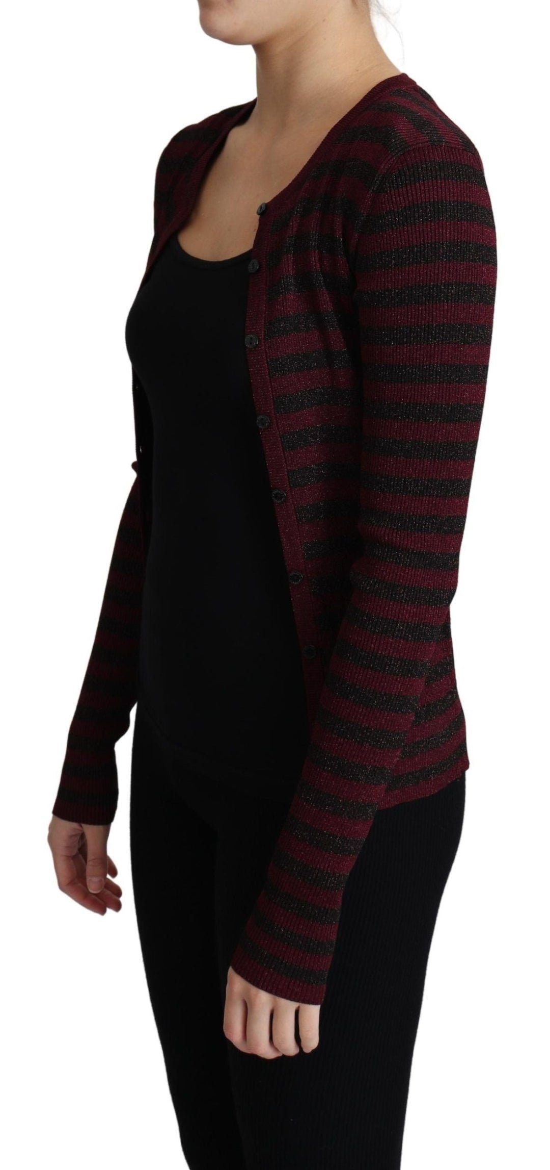 Women’s Dolce &amp; Gabbana Black Red Striped Viscose Cardigan Sweater