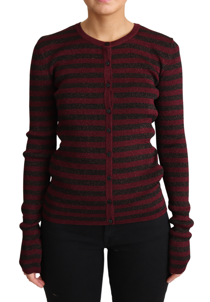Women’s Dolce &amp; Gabbana Black Red Striped Viscose Cardigan Sweater