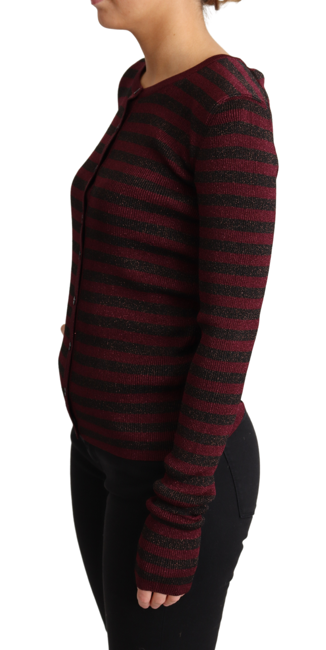 Women’s Dolce &amp; Gabbana Black Red Striped Viscose Cardigan Sweater