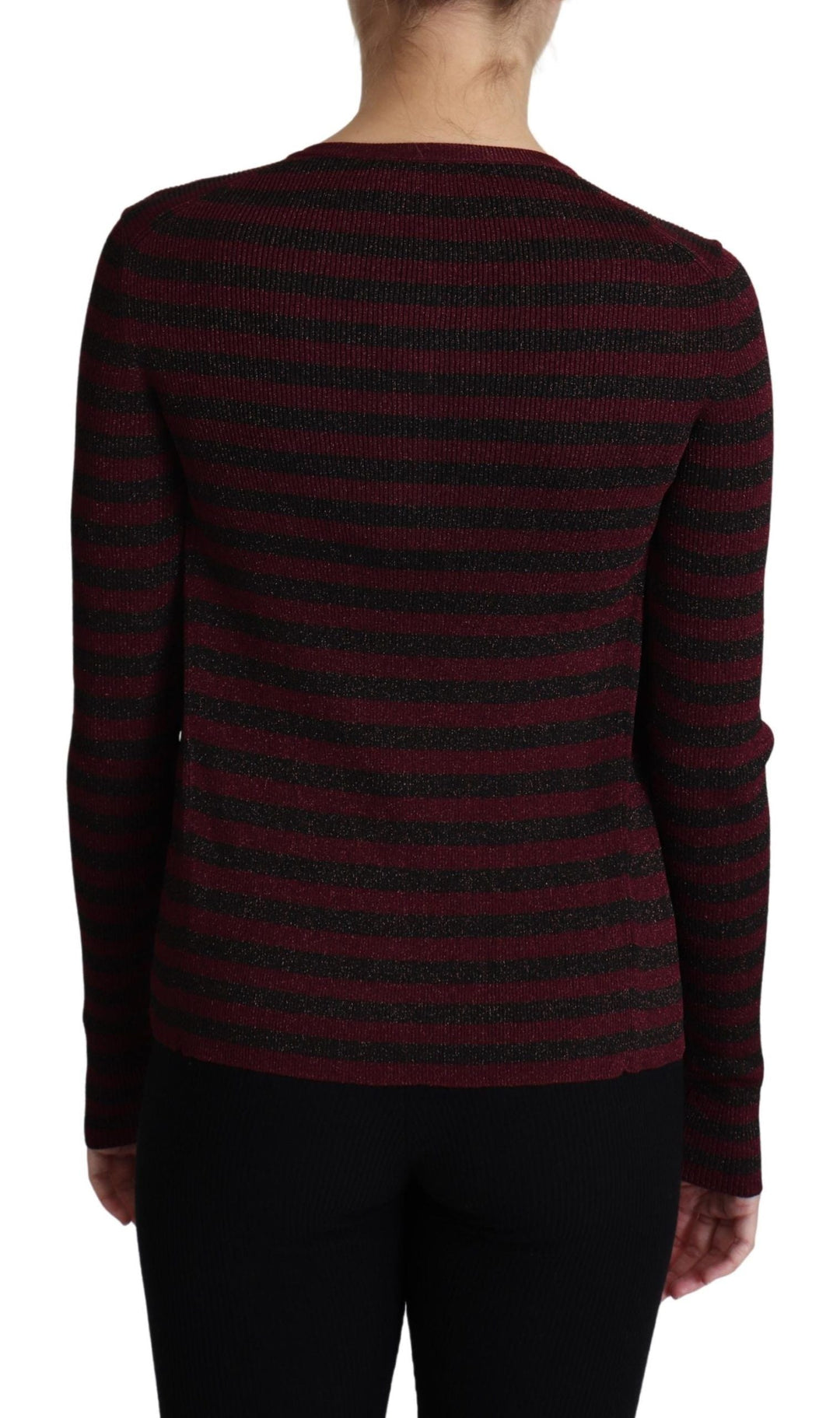 Women’s Dolce &amp; Gabbana Black Red Striped Viscose Cardigan Sweater