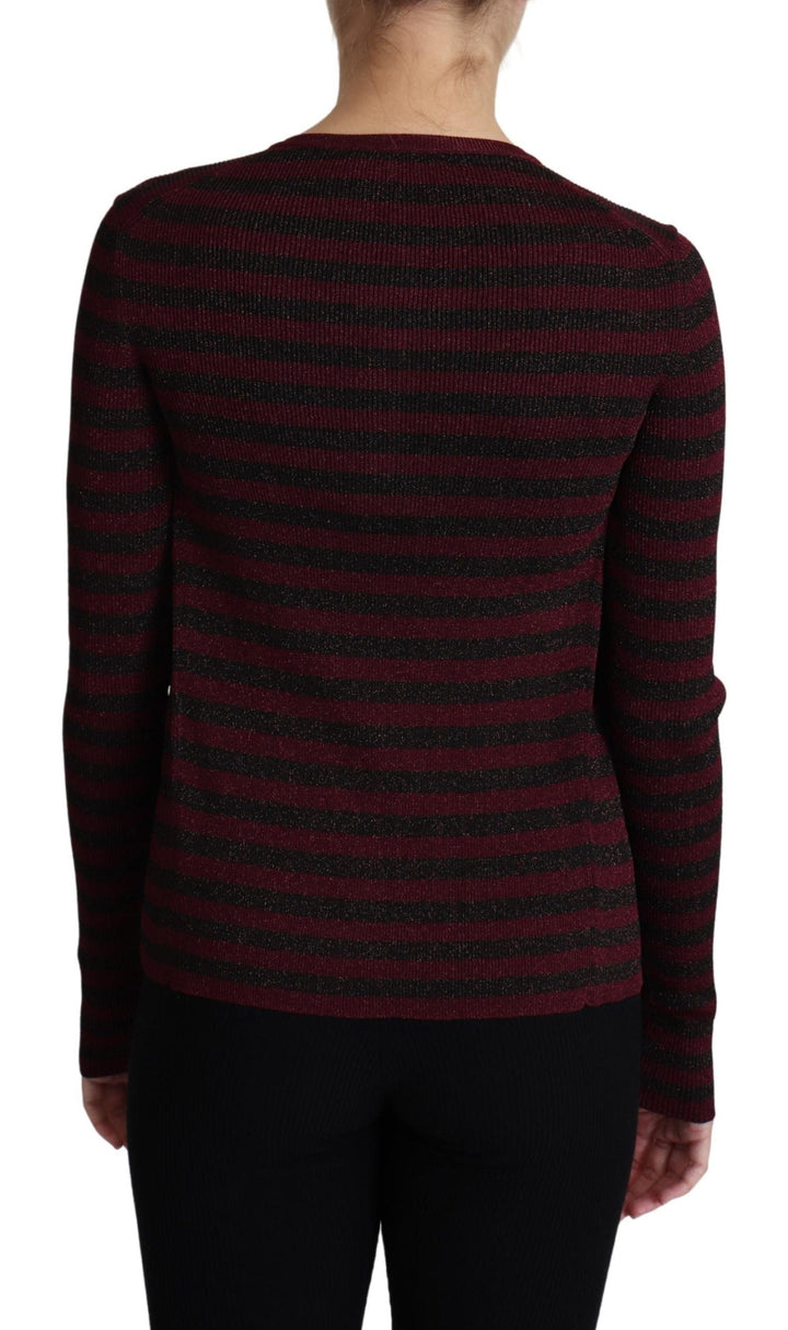 Women’s Dolce &amp; Gabbana Black Red Striped Viscose Cardigan Sweater