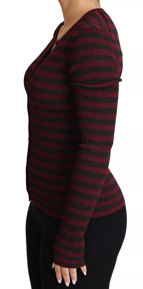 Women’s Dolce &amp; Gabbana Black Red Striped Womens Cardigan Sweater