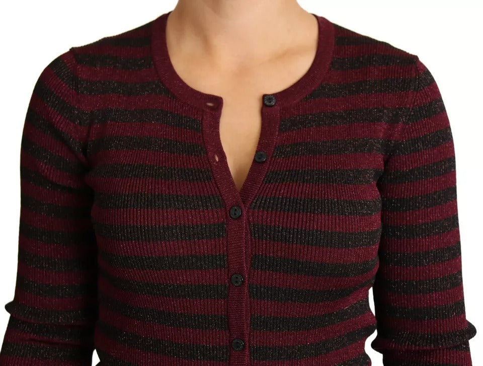 Women’s Dolce &amp; Gabbana Black Red Striped Womens Cardigan Sweater