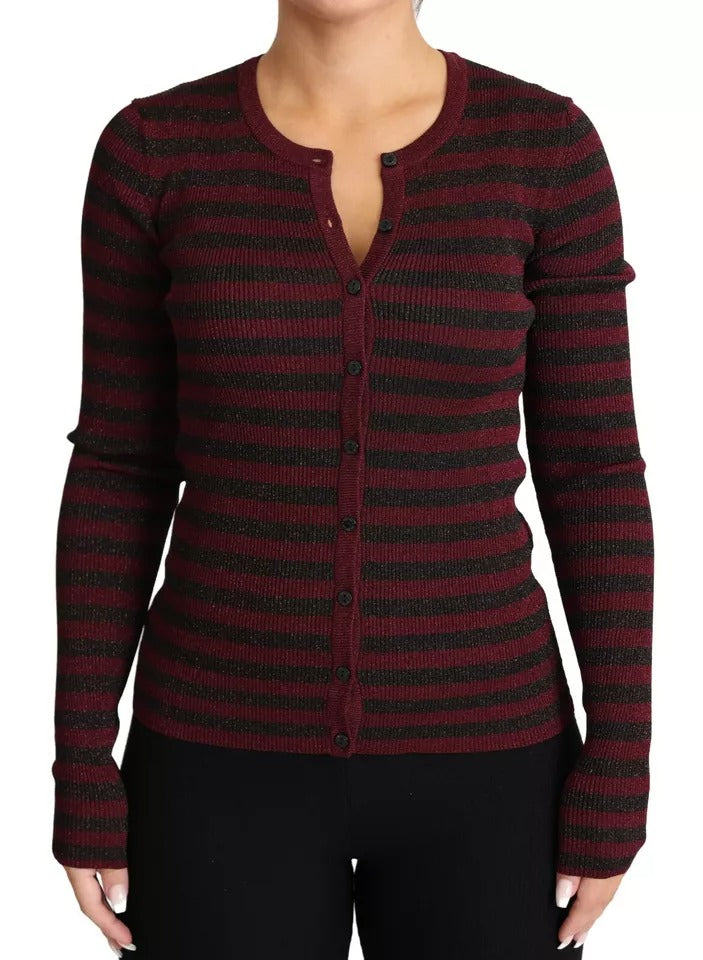 Women’s Dolce &amp; Gabbana Black Red Striped Womens Cardigan Sweater