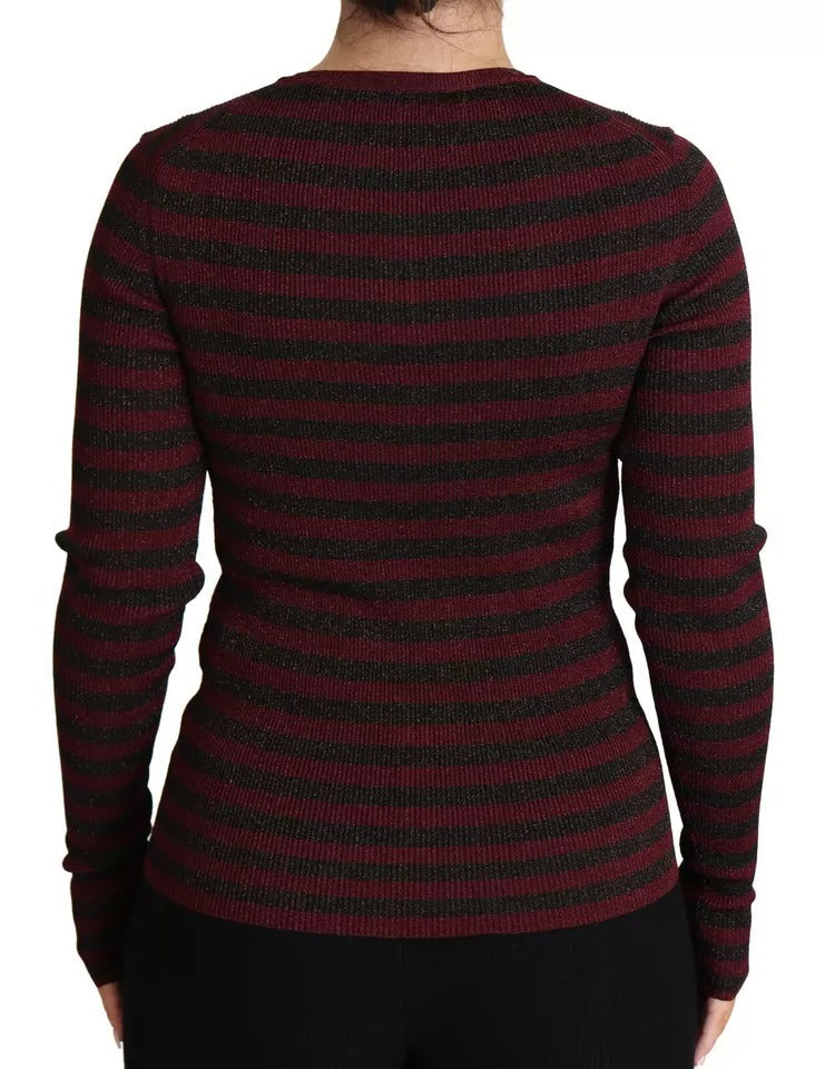 Women’s Dolce &amp; Gabbana Black Red Striped Womens Cardigan Sweater