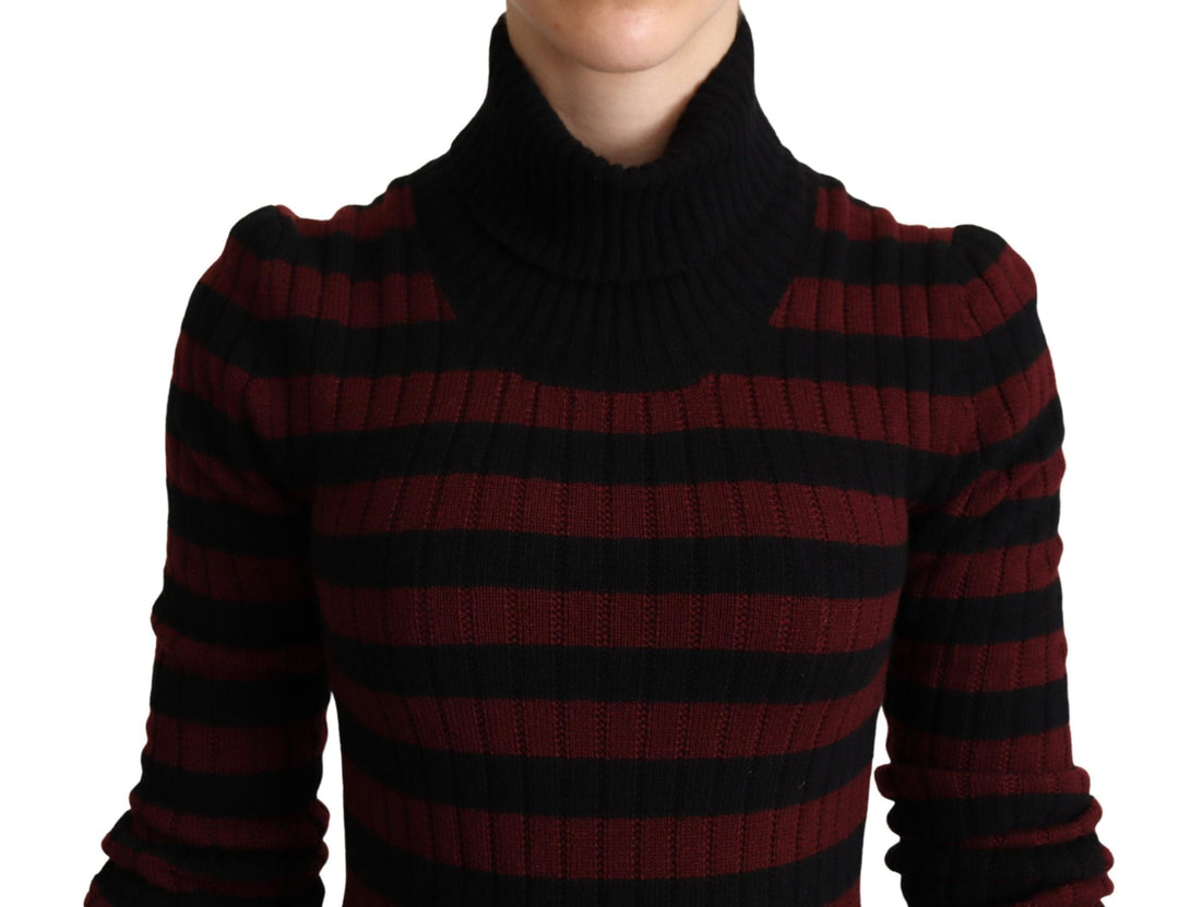 Women’s Dolce &amp; Gabbana Black Red Striped Wool Pullover Sweater