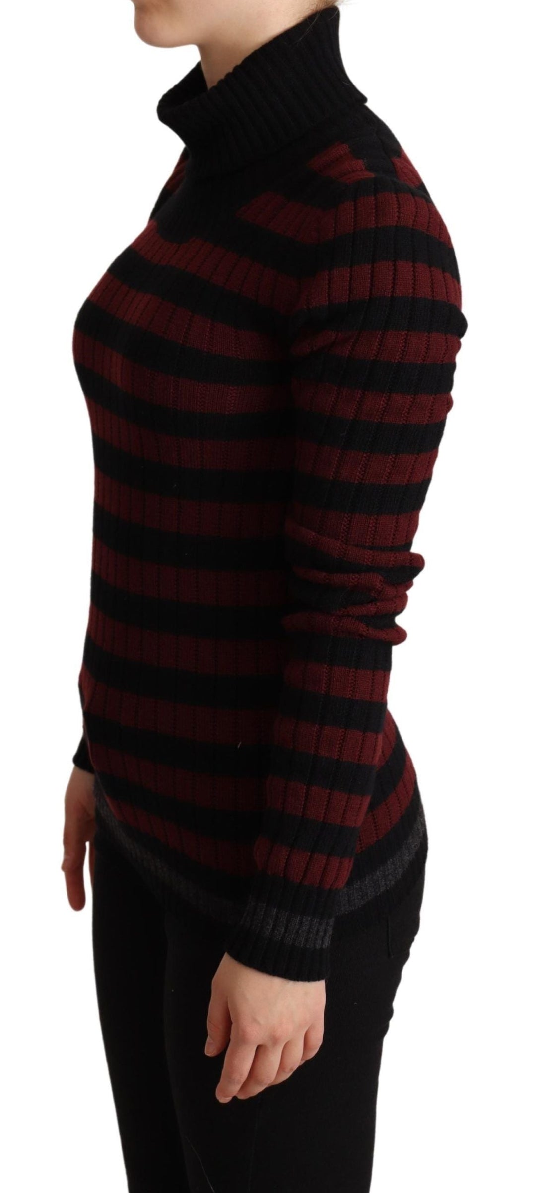 Women’s Dolce &amp; Gabbana Black Red Striped Wool Pullover Sweater