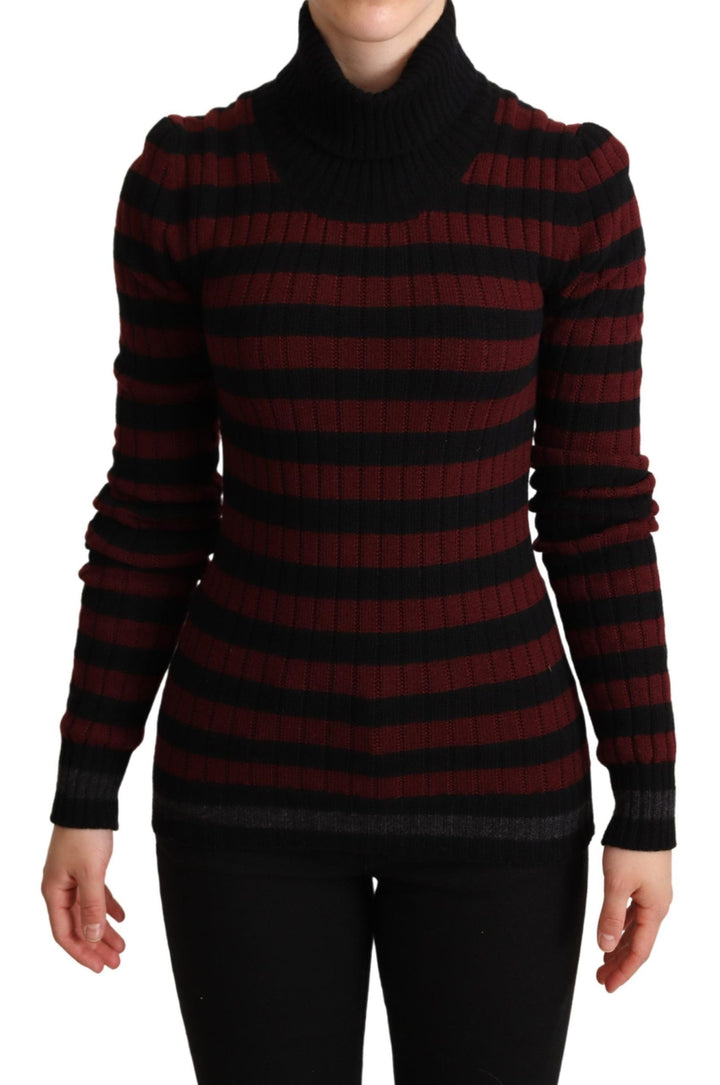 Women’s Dolce &amp; Gabbana Black Red Striped Wool Pullover Sweater