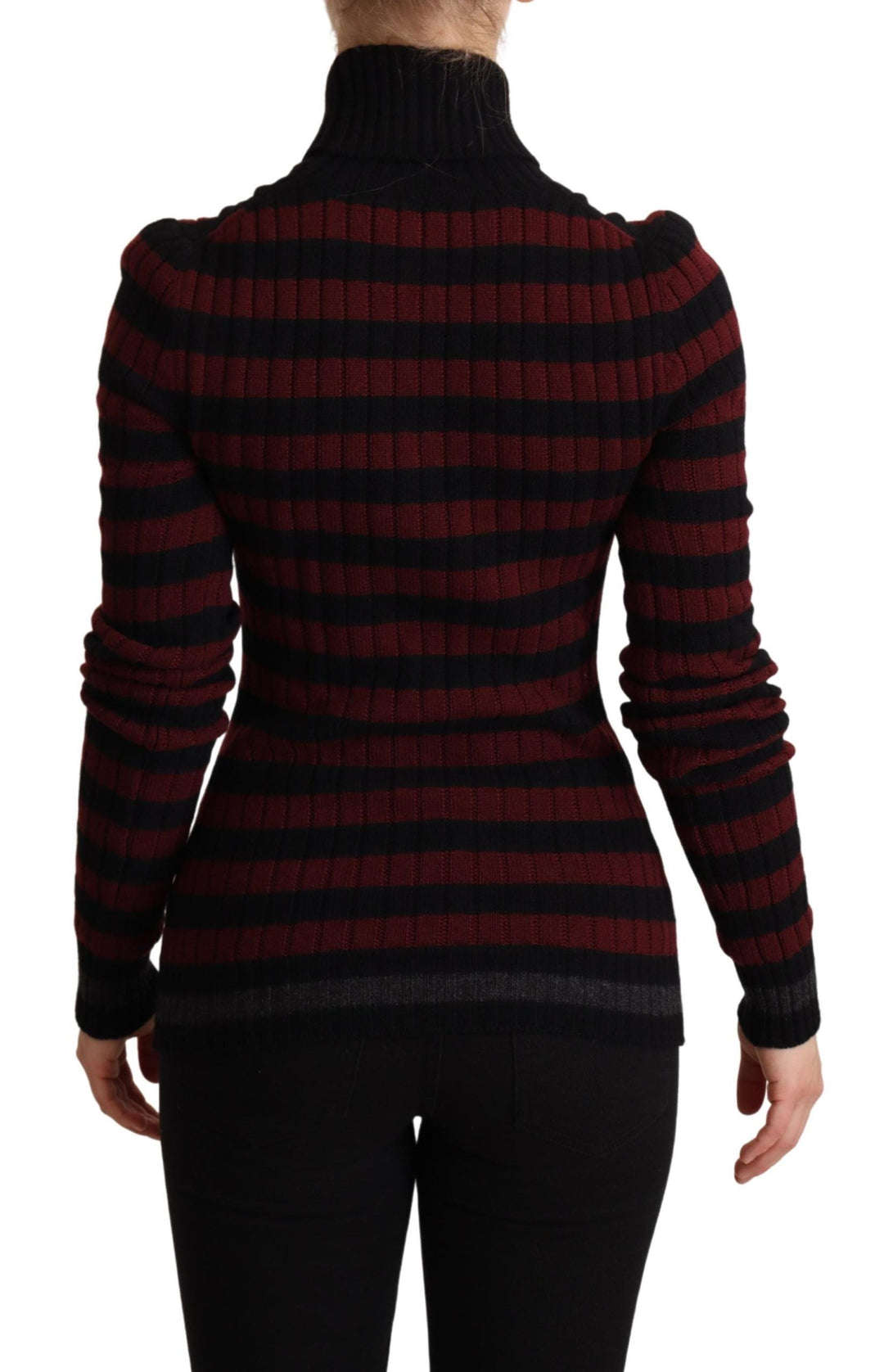 Women’s Dolce &amp; Gabbana Black Red Striped Wool Pullover Sweater