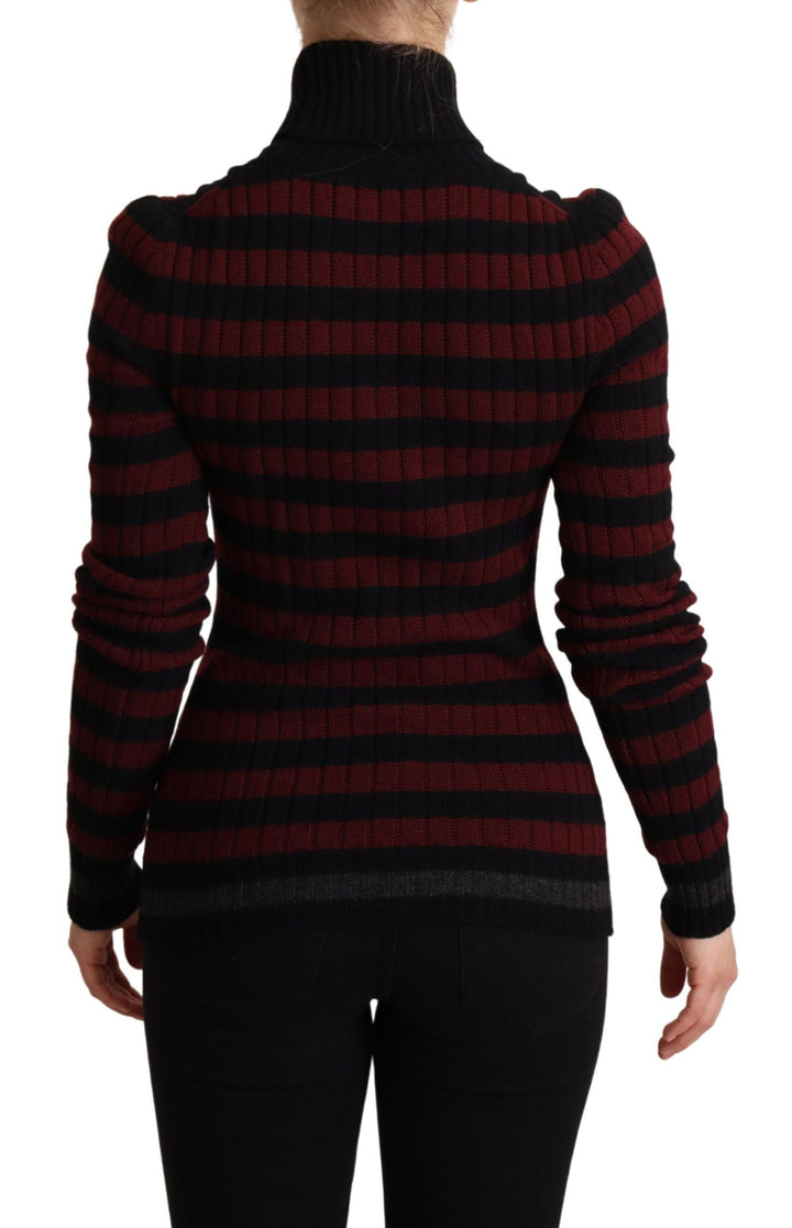 Women’s Dolce &amp; Gabbana Black Red Striped Wool Pullover Sweater
