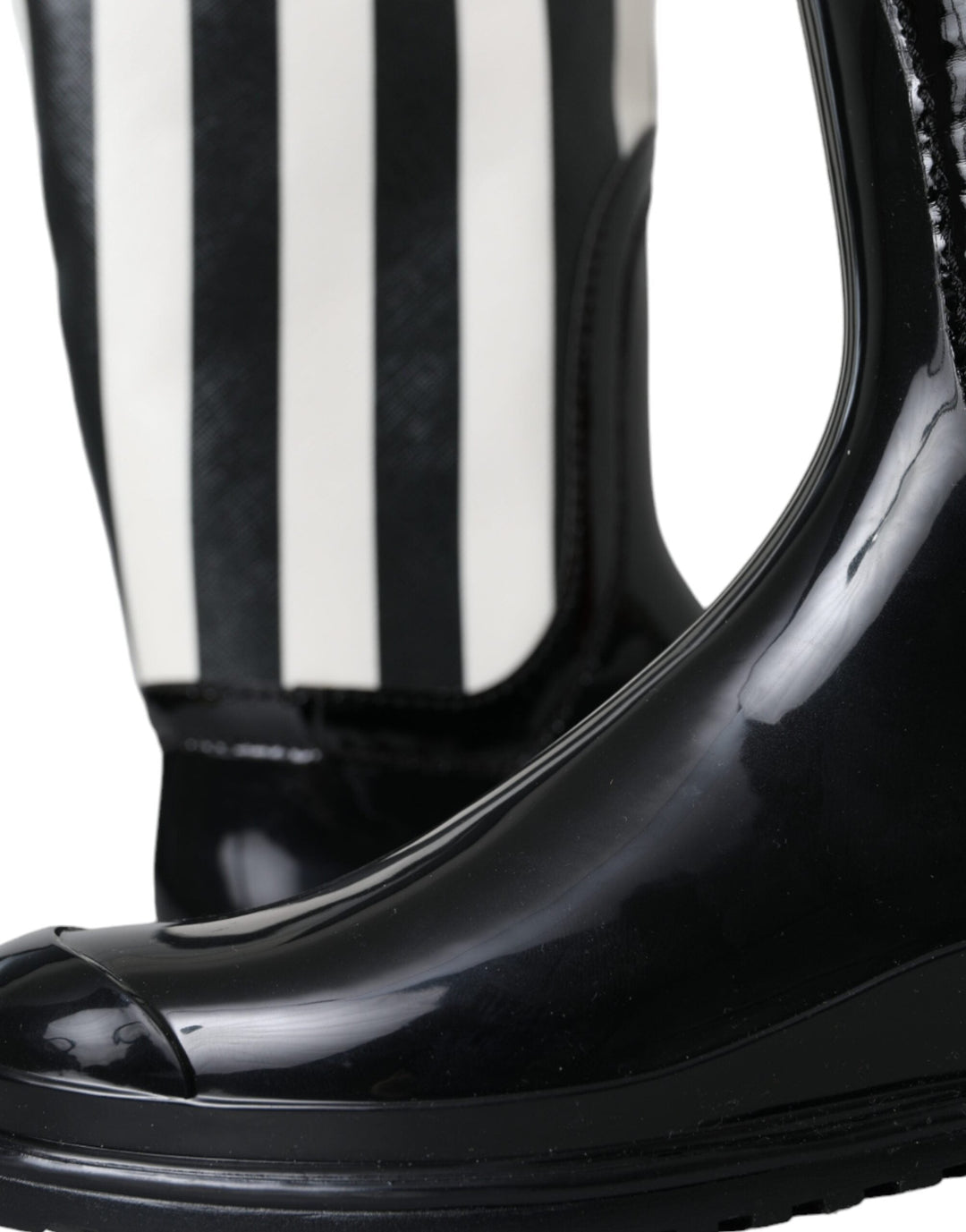 Bottes plates hautes en caoutchouc noir Dolce &amp;amp; Gabbana