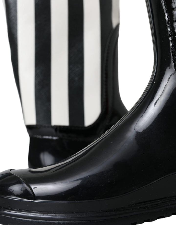 Bottes plates hautes en caoutchouc noir Dolce &amp;amp; Gabbana